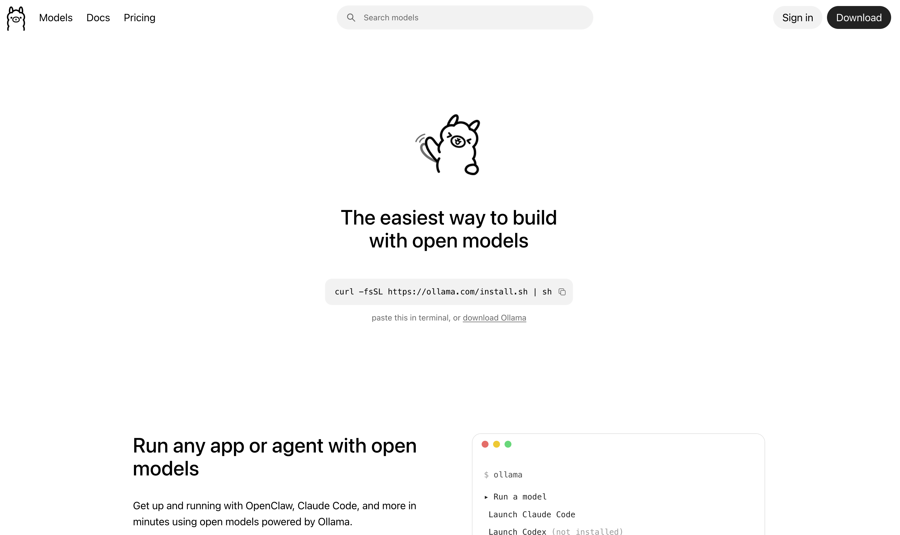 Ollama homepage
