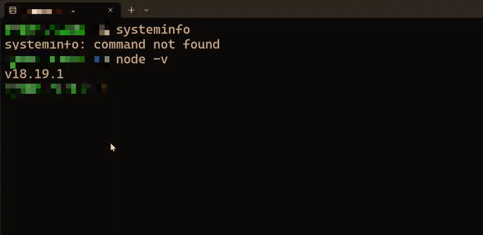 終端機顯示 node --version 結果為 v22.x.x
