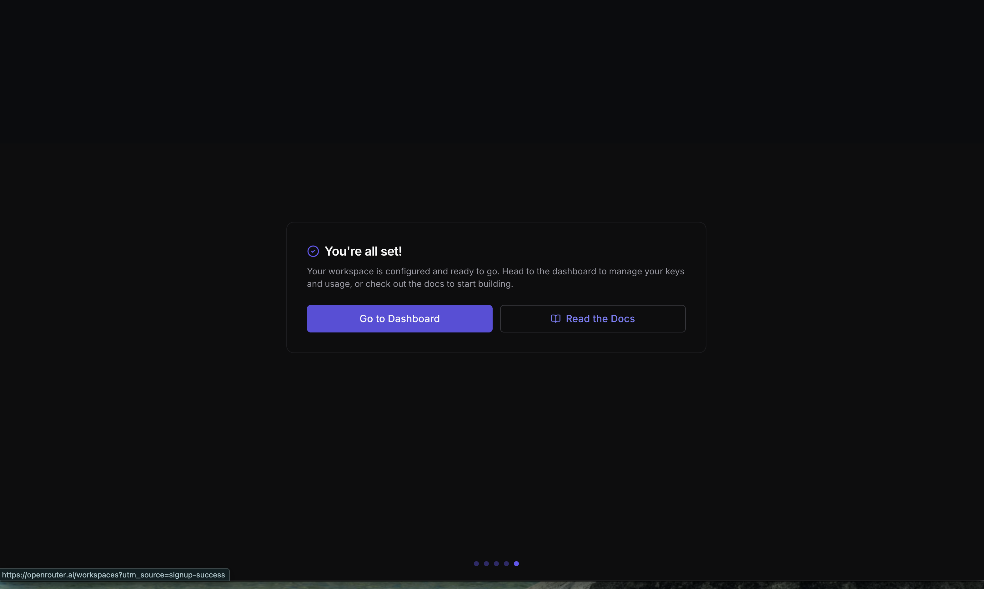 OpenRouter: You're all set completion screen